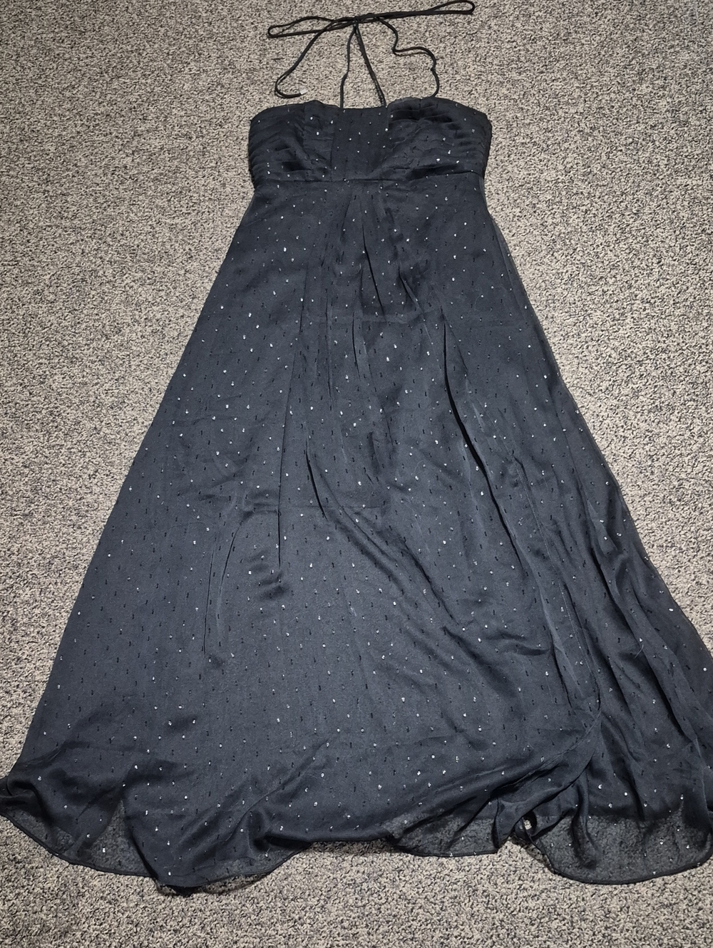 White House Black Market Black Halter Tie Midi/Maxi Dress with Sparkles